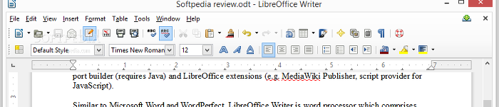 Showing the LibreOffice Writer interface